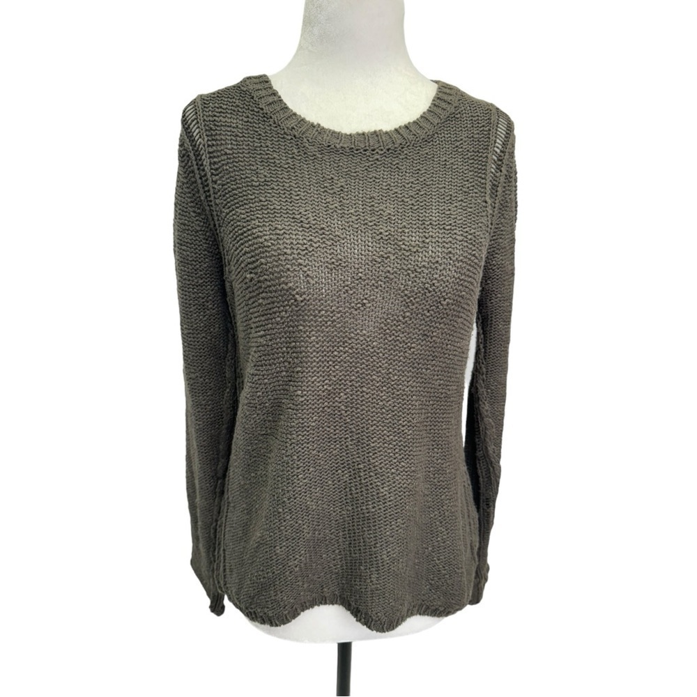 LINE Green Cotton/Linen Pullover Crew Neck Sweater Size S
